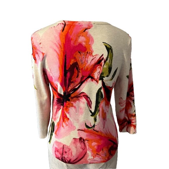 WHBM Womens Cardigan Sweater Black Pink Tan Green S Small Stretch - Picture 2 of 5